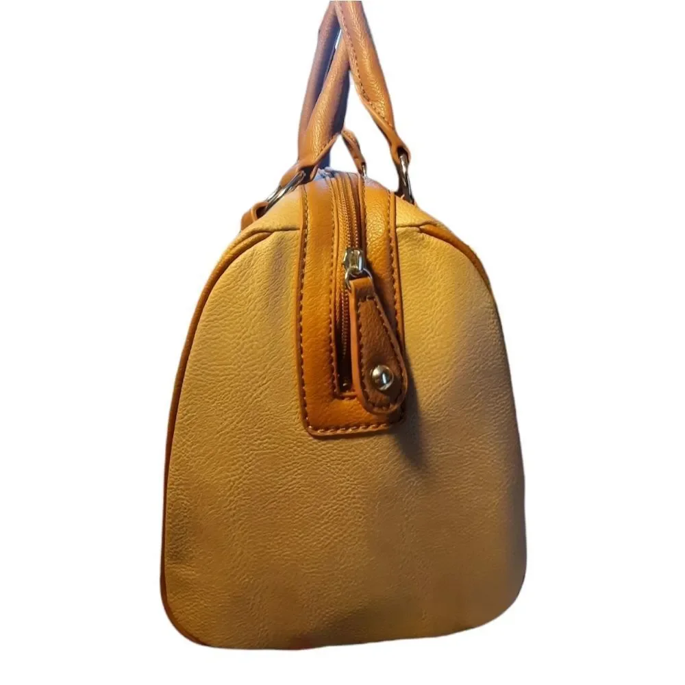 Nine West Handbag Clockwork Satchel Beige Brown Womens